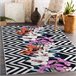 Alfombra lavable ANDRE 2300 flores zigzag 80x150 Negro