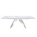 ANGEL CERDA Mesa comedor extensible rectangular mármol porcelánico y acero cromado 240x90 Blanco/ Gris