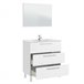 Mueble baño Alise 3 cajones espejo, sin lavabo, Blanco brillo Blanco