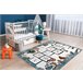 Alfombra FUN Hop para niños rayuela animales 120x170 Azul