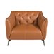 Sillón tapizado en piel con capitoné Marron Claro