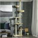 Árbol para Gatos Aglomerado de Madera, Felpa PawHut Crudo