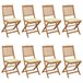 8 Sillas de jardín plegables de madera con cojines Blanco