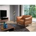 Sillón tapizado en piel con capitoné Marron Claro