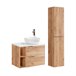 Conjunto mueble lavabo individual 2 nichos y columna April 80 Natural/ Blanco