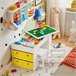Juego de Mesa Infantil y 2 Sillas Mesa con 8 Cestas SoBuy KMB75-W Blanco