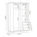 Armario Low Cost 3 puertas 3 cajones 121 Blanco