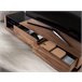 Mueble TV nogal, acero pulido y tapa de cristal negro Nogal