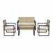 Conjunto de muebles de jardin Calciano 4 piezas ratán Natural