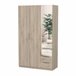 Armario Dormitorio Ghost 3 puertas, 2 cajones, espejo Madera Clara