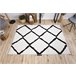 Alfombra BERBER Cuadriculado Franjas Bereber Marroquí Shaggy 80x150 Blanco/ Gris