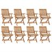 8 Sillas de jardín plegables de madera maciza teca con cojines Beige