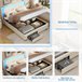 Cama, cajón, LED, USB, bolsa de almacenamiento. 185x203 Cama, cajón, LED, USB, bolsa de almacenamiento. 185x203 Beige