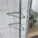 Mampara de Bañera Abatible Giratoria Vidrio Templado con 2 Repisas y un Toallero 