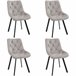 4x Silla tapizada capitoné de terciopelo SJ.33 Negro