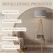 Lámpara de Pie Madera, Lino HOMCOM, hogar - iluminación Gris