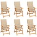 6 Sillas de jardín de madera maciza de teca con cojines Beige
