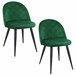 2x Silla tapizada capitoné de terciopelo SJ.077 Verde Oscuro
