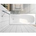 Mampara de Bañera Plegable Vidrio Templado con 3 hojas abatibles,Barra Soporte 35cm Blanco/ Gris