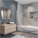 Mampara de Bañera Plegable,Vidrio Templado 4mm,Altura 140cm Blanco/ Gris