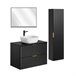 Conjunto de muebles con lavabo espejo LED y columna Adriel 80 Negro