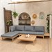 Conjunto de muebles de jardín acacia PANGKOR 4 asientos con cojines Gris