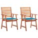 2 Sillas comedor de jardín de madera maciza acacia con cojines Antracita