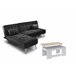 Sofa Cama Chaise Longue + Mesa de Centro Elevable Negro