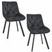 2x Silla tapizada capitoné de terciopelo SJ.33 Negro
