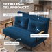 Sofá Cama Acero, Espuma, Poliéster, Madera de Caucho HOMCOM Azul