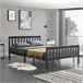 Cama doble de pino Breda con Somier y Reposacabezas - 168x209 Gris Oscuro