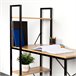 Max Home Escritorio con estantería madera y acero 100x52 Negro/ Madera