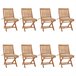 8 Sillas de jardín plegables de madera maciza teca con cojines Beige