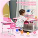 Escritorio Infantil MDF, Acero HOMCOM 70x50 Rosa