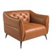 Sillón tapizado en piel con capitoné Marron Claro