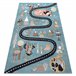 Alfombra FUN Route para niños calle animales 140x190 Azul