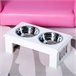 Comedero Elevado para Perros Acero Inoxidable, MDF PawHut Blanco