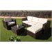 Sofa Chaise Longue + Sillon + Mesa de Ratan PE Marron