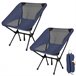 2 Sillas Plegables Camping Ultraligera Portátil Azul Marino
