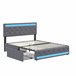 Cama doble, LED, USB, 4 cajones 162x210 Cama doble, LED, USB, 4 cajones 162x210 Gris