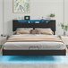 Cama doble hidráulica LED con USB y almacenamiento Cama doble hidráulica LED con USB y almacenamiento Gris