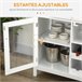 Aparador de Cocina MDF, Melamina de Madera, Vidrio Templado 120 Blanco