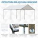 Cochera Exterior Tela PE, Acero Galvanizado Outsunny Blanco