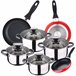 Bateria 8pc  apta para inducción + 3 sartenes Multicolor