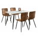 Conjunto de mesa efecto mármol y 4 sillas escandinavas retro Marron