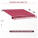 Toldo Manual Plegable Poliéster, Metal Outsunny 395x245 Rojo