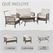 Muebles de Jardín de Ratán Metal, Ratán PE, Poliéster Outsunny Marron