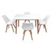 Mesa extensible Helga 120, 4 sillas Nora Blanco