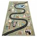 Alfombra FUN Route para niños calle animales 140x190 Verde