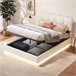 Cama, LED, cama con muelles, cama doble, cama funcional 146x204 Cama, LED, cama con muelles, cama doble, cama funcional 146x204 Beige